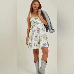 Altar'd State Blue Floral Hannah Mini Dress NWT